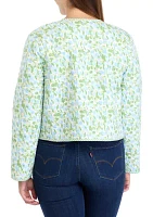 Plus Long Sleeve Floral Quilted Jacket