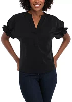 Women's Short Sleeve Ruffle Blouse