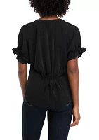 Women's Short Sleeve Ruffle Blouse