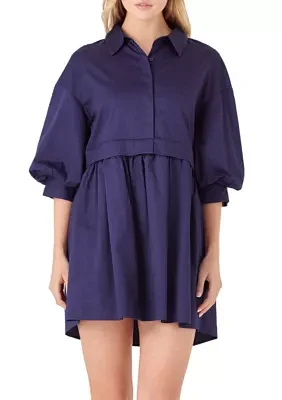 Puff Sleeve Shirt Dress