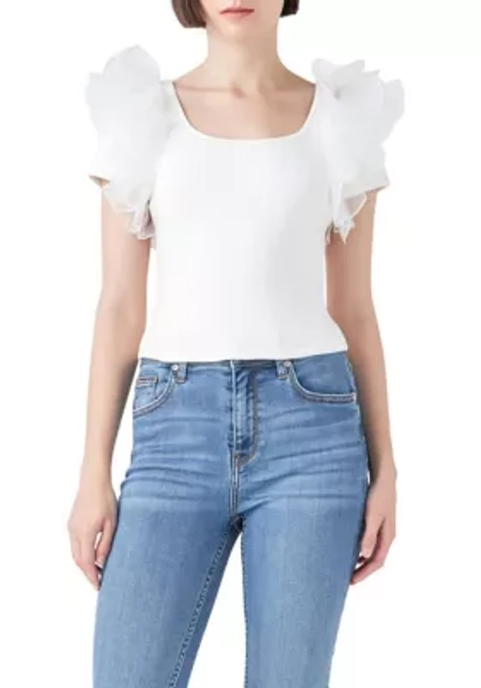 Contrast Organza Top