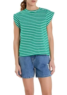 Stripe Rib Cotton T-shirt