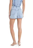 High-waisted Denim Mini Skort