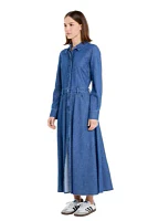 Button Up Denim Maxi Dress