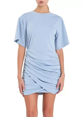 Asymmetric Ruched Mini Dress