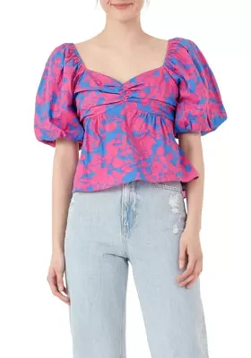 Floral Printed Bow Top