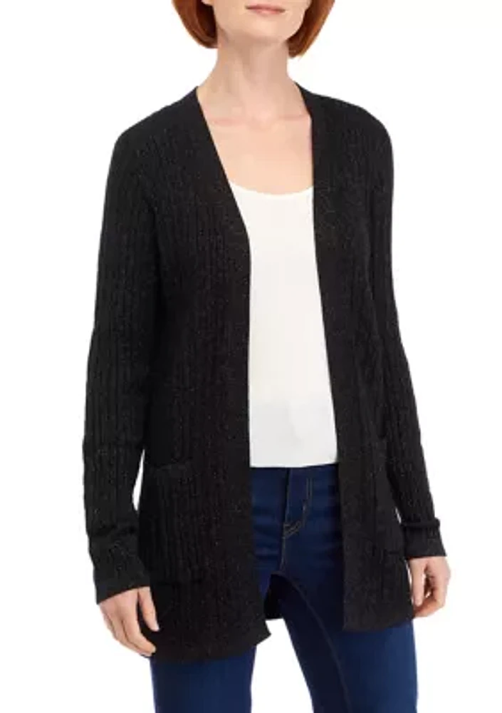 Women's Long Sleeve Sparkle Cable Cardigan