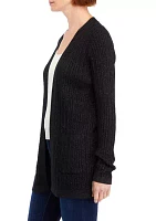 Women's Long Sleeve Sparkle Cable Cardigan