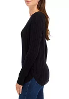 Women's Long Sleeve V-Neck Cable Sweater