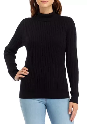 Women's Long Sleeve Cable Knit Turtleneck Sweater