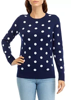 Women's Long Sleeve Crew Neck Jacquard Sweater