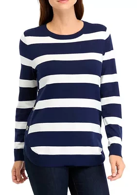 Women's Button Trim Striped Sweater