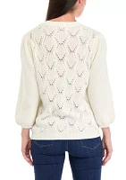 Women's 3/4 Sleeve Cable Knit Cardigan