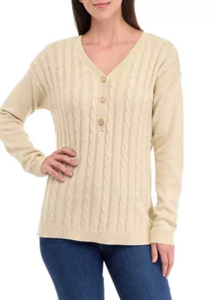 Women's Heather Cable Knit Sweater