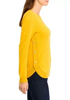 Women's Solid Button Trim Sweater