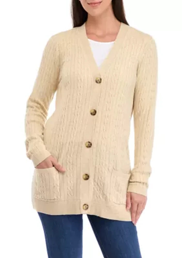 Women's Button Front Cable Knit Cardigan