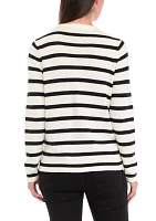 Women's Striped Button Front Cardigan