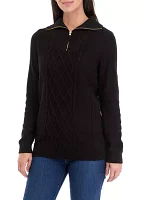 Women's 1/4 Zip Cable Knit Sweater