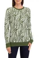 Women's Long Sleeve Crew Jacquard Sweater