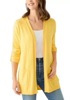 Women's Roll Tab Solid Cardigan