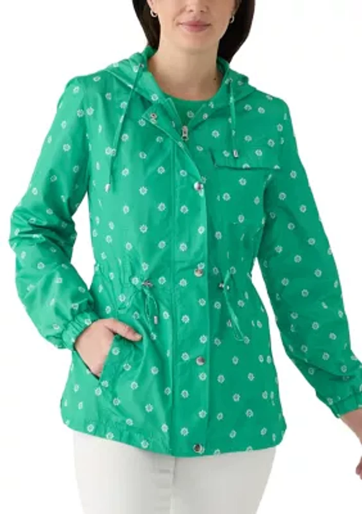 Women's Long Sleeve Hooded Printed Anorak Jacket