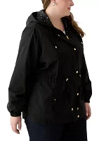 Plus Long Sleeve Hooded Anorak Jacket