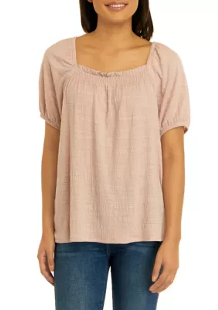 Women's Short Sleeve Square Neck Top