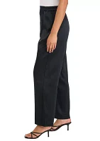 Women's High Rise Pull On Satin Wide Leg Pants