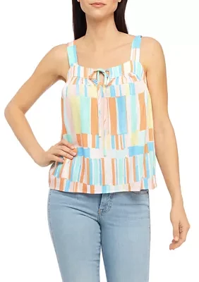 Petite Printed Tie Tank Top