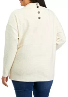 Plus Drop Shoulder Slouchy Mock Neck Sweater