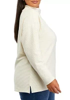 Plus Drop Shoulder Slouchy Mock Neck Sweater