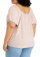 Plus Short Sleeve Square Neck Top