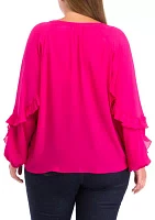 Plus Ruffle Detail Peasant Top