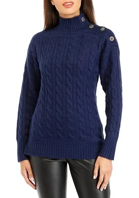 Women's Button Detailed Cable Knit Sweater