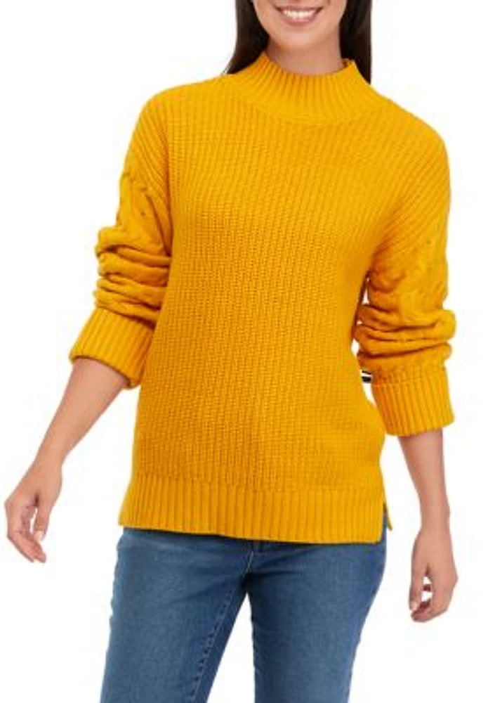 Women's Mock Neck Cuff Sleeve Sweater