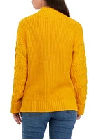 Women's Mock Neck Cuff Sleeve Sweater