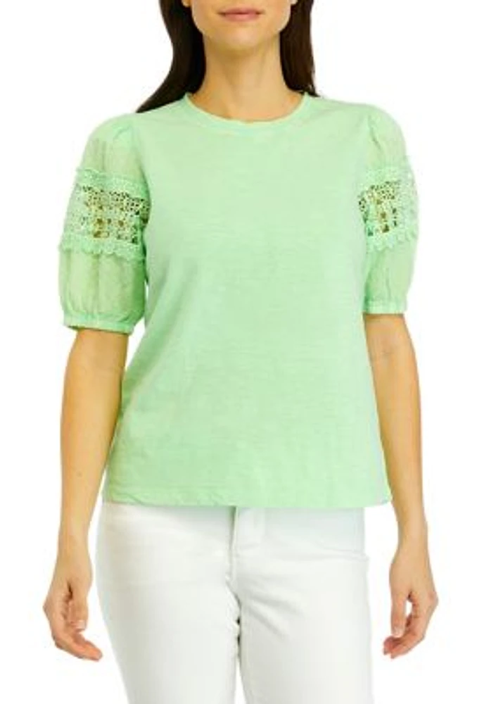 Women's Crochet Sleeve Knit Top