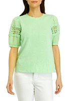 Women's Crochet Sleeve Knit Top