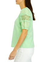 Women's Crochet Sleeve Knit Top