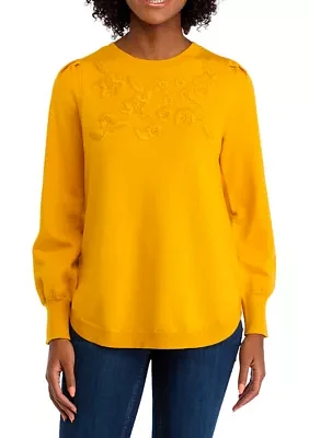 Women's Long Sleeve Round Hem Sweater