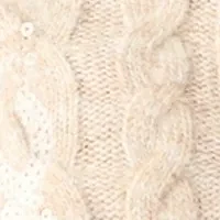 Petite Sequin Cable Knit Turtleneck Sweater