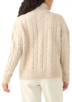 Petite Sequin Cable Knit Turtleneck Sweater