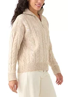 Petite Sequin Cable Knit Turtleneck Sweater