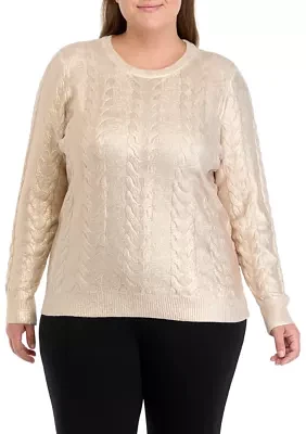 Plus Cable Metallic Sweater