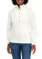 Women's 1/4 Jewel Button Sweater