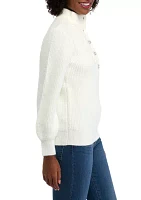 Women's 1/4 Jewel Button Sweater