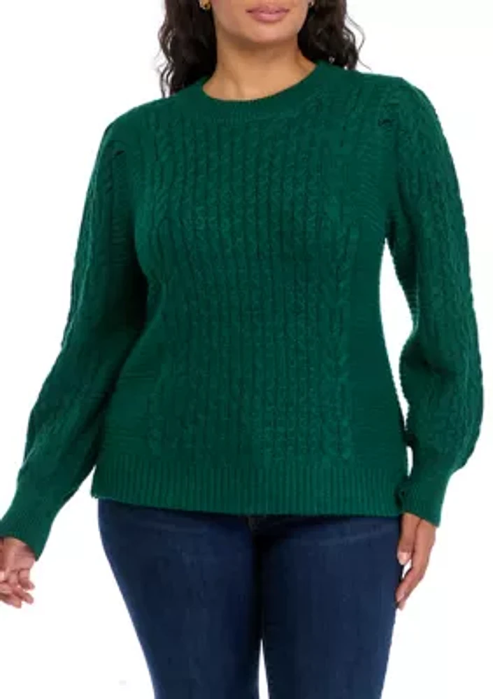 Plus Long Sleeve Cable Sweater