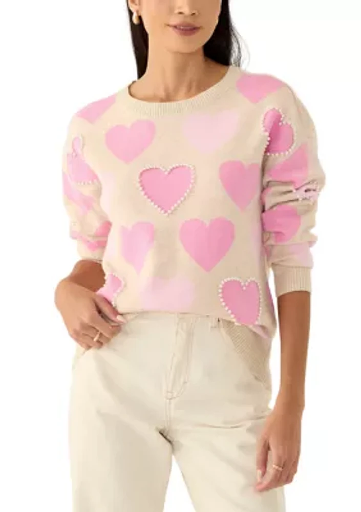 Petite All Over Heart Sweater