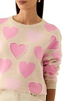 Petite All Over Heart Sweater