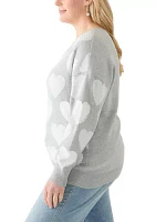 Plus Heart Printed Sweater